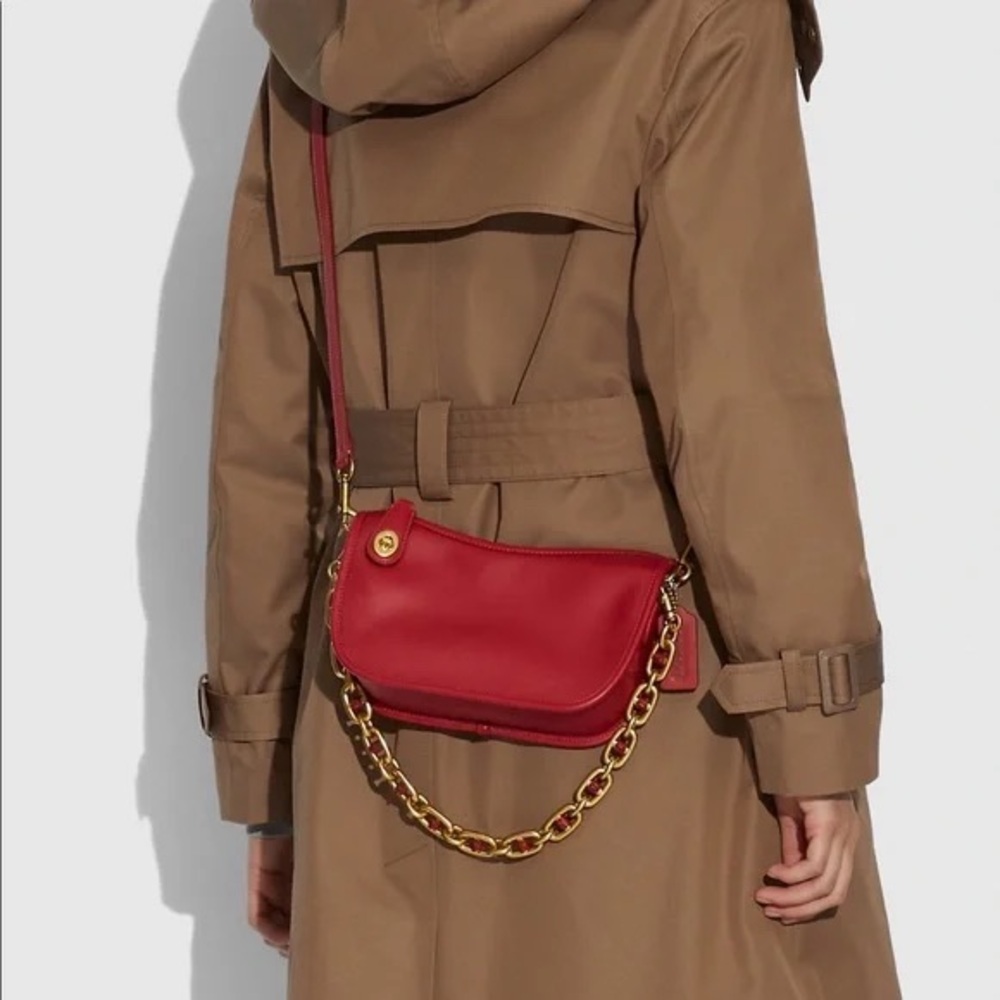 ISO Coach Swinger Bag With Chain in Red Apple/ Brass